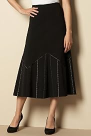 Vertical Embroidered Knee Length Skirt
