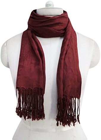 Viscose Scarf Hijab Head Neck Wrap Shawl Tassel Maroon Scarf Long 70" X 28"