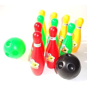 Outdoor and Indoor Plastic 12 Pc. Miniature Bowling Set Party Toys for Kids