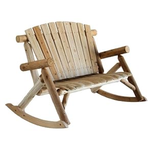 Lakeland Mills Cedar Log Rocking Love Seat, Natural by 