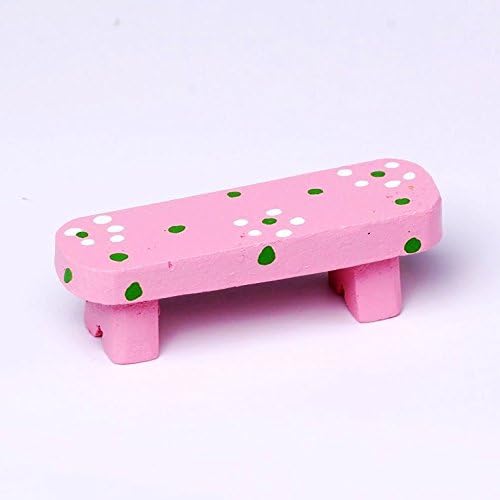 VASL Miniature Fairy Garden Dollhouse Furniture Bench - Pink