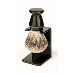 Edwin Jagger Handmade Imitation Ebony Shaving Brush (Best Badger Hair) with Drip Stand - Small