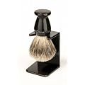 Edwin Jagger Handmade Imitation Ebony Shaving Brush (Best Badger Hair) with Drip Stand - Small