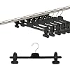 10 Quality Black Plastic Clip Coat Hangers for Trousers, Skirts and other clothes, garments - Adjustable to 34cm width