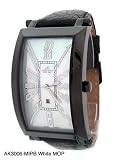Adee Kaye IPG Black Swiss Quartz Mens Watch With White Mother Of Pearl Dial