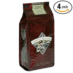 Coffee Masters Flavored Coffee, Highlander Grogg Decaffeinated, Ground, 12-Ounce Bags (Pack of 4)