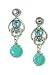 Vintage Style Turquoise Antique Silver Crystal Accent Chandelier Earrings