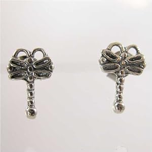 Tiny Dragonfly Post Earrings in Sterling Silver, #11359