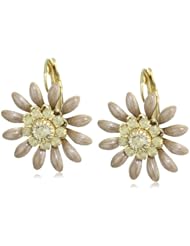 Liz Palacios "Crystales Opalos" Sand Enameled Flower Earrings with Florette Center