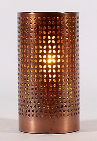 Small Copper Colored Metal & Glass Uplight Torchiere