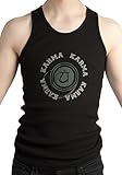 Men's Ribbed Yoga Vest with Karma Design - Black