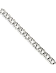 14k White Gold Double Link Charm Bracelet, Best Quality Free Gift Box Satisfaction Guaranteed