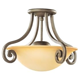 Sea Gull Lighting 77430-71 2-Light Brandywine Semi-Flush Ceiling Fixture, Champagne Marble Glass and Antique Bronze