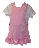 Bright Bots Baby Girl Pale Pink Pinafore Style Dress with matching Top 2 Piece Set size 3-6 months