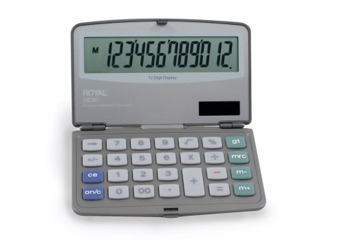 Royal Machines XE36 Calculator with 12 Digit Display, Extra Large Display, Solar and Battery Power