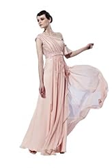 A-line Chiffon Cocktail Floor Length Bateau Neck One Shoulder Sleeveless Beaded Applique Evening Dress/Homecoming Dress/Pageant Dress/Prom Dress/Party Dress/Wedding Dress 