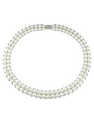 Sterling-Silver 6-7 MM White Freshwater Cultured Pearl Double Row Pearl Strand, 17"