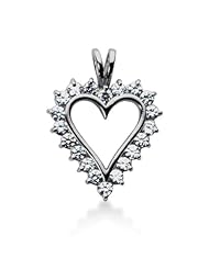 14K Gold Prong set Diamond Heart Pendant (1.00 cttw, F - G Color, SI2 Clarity)