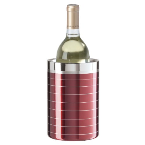 Oggi 7380.2 Stainless Steel Double Walled Wine Cooler, Red Stripe