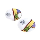 Pfaltzgraff Mondrian Christmas Set Of Four 8-Inch Handpainted Glass Dessert Plates