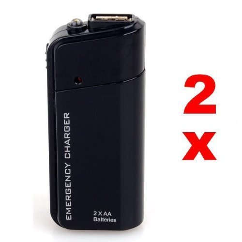 Neewer 2x Portable AA Battery Powered Emergency Charger with Flashlight - Black - For for ANY USB Charging Device - iPhone, iPod, Cell Phone, Mobile Device!!