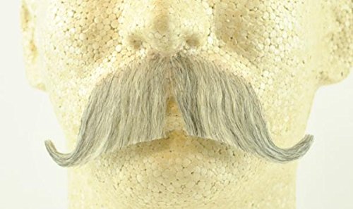 Colonel Major or Constable Moustache LIGHT GREY w/Spirit Gum Adhesive - 100% Human Hair - no. 2014 - REALISTIC! Perfect for Theater - Reusable!