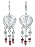 Garnet earrings, 'Thai Hearts' 0.8 W 2.4 L