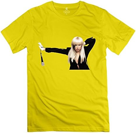 Lady Gaga Men's Cotton O Neck Short Sleeve T-Shirt Tee Yellow S