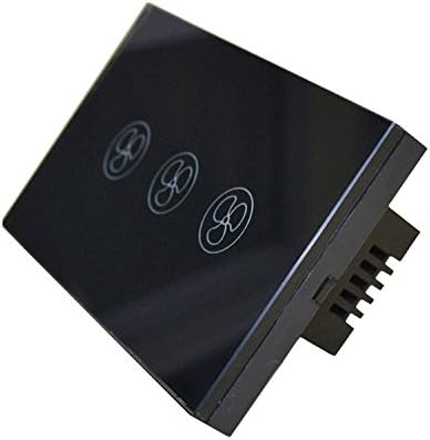 LXYUS US AU Standard RF 433MHz Remote Control Crystal Galss Wall Touch Fans Switch Work with Broadlink RM2 Smart Home(Black, Fan Switch)