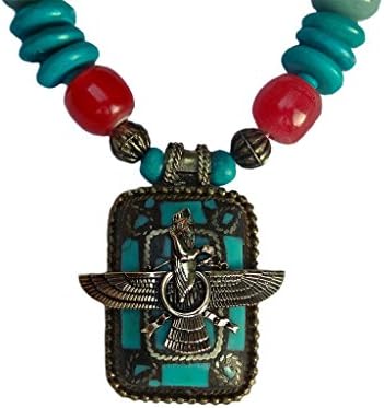 Turquoise Faravahar Necklace Iranian Persian Gift Iran Persia Pahlavi Art Farvahar