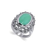 .925 Sterling Silver Marcasite Band Reconstituted Turquoise Ring