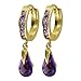 14k Solid Gold Amethyst Drop Earrings title=