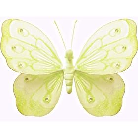 10 Yellow Shimmer Butterfly nylon hanging ceiling wall baby nursery room wedding decor... by Bugs-n-Blooms