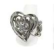 Silver Crystal Insert Heart Top Stretch Ring