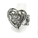 Silver Crystal Insert Heart Top Stretch Ring