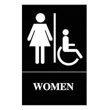 Quartet ADA Approved Women's Restroom Sign, Wheelchair Accessible Symbol with Tactile Graphics, Molded Plastic, 6 x 9 Inches, Gray (01415)