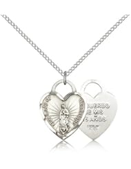 Our Lady of Guadalupe Heart Recuerdo Medal, Sterling Silver