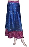 Vintage Reversible Blue & Pink Boho Bollywood Two Layer Sexy Silk Sari Gypsi Wrapround Skirt for Ladies Rajrang India