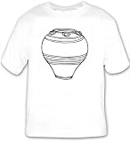 T-shirt with decorated, black and white, pot, China, Asia, urn, pottery, vessel, container