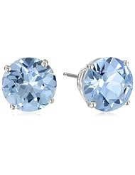10k Gold Round Gemstone Earrings Studs (8mm)