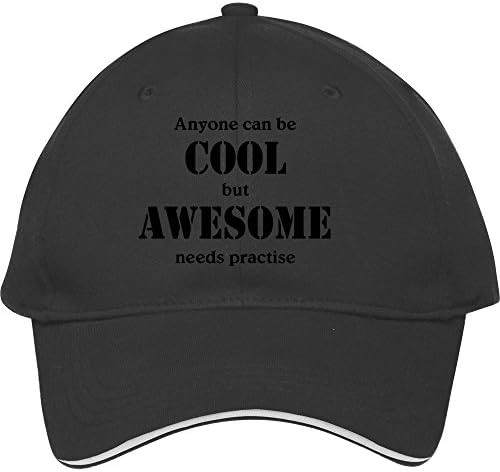 Anyone Can Be Cool But Awesome Needs Practise Black Cotton Sport Head Wear Snapback Hat Cap Classic Stylemale/female Snapback Sunhat Omaschn