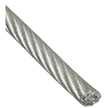 Galvanized Steel Wire Rope, Vinyl Coated, 7x19 Strand Core, Natural