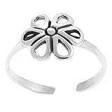 Sterling Silver Women's Flower Toe Ring Hypoallergenic Nickel Free .925 Stamp Adjustable Size
