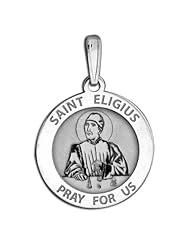 Saint Eligius Medal - Available in Solid 14K Yellow or White Gold, or Sterling Silver