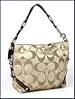 Coach Signature 24cm Sateen Carly Duffle Hobo Shoulder Bag Purse 15250 Khaki