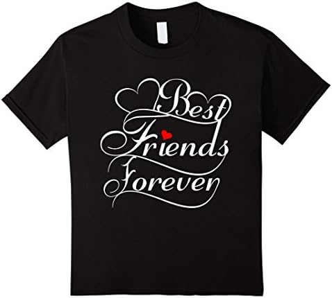 Kids Women and Girls Best Friends Forever BFF T-Shirt 12 Black