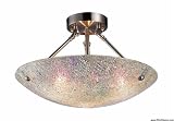 Landmark 73042-3 Avalon 3-Light Semi-Flush Mount, 11-Inch, Satin Nickel with Iridescent Glass