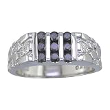 1 2 Ct. Mens Black Diamond Ring With Antique Finish AAA Clarity