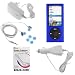 GTMax Dark Blue Rubberized Snap on Crystal Cover Case + Car Charger + Home Charger + Blue Stereo Candy Soft Gel Headset 3.5mm + Clear LCD Screen Protector for Apple iPod nano 16GB 8GB 5th 5G Generation NEWEST MODEL