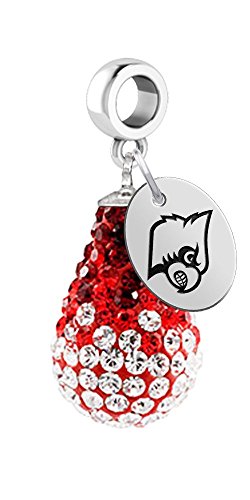 University of Louisville Cardinals Crystal Dangle Charm - Fits All Bracelets